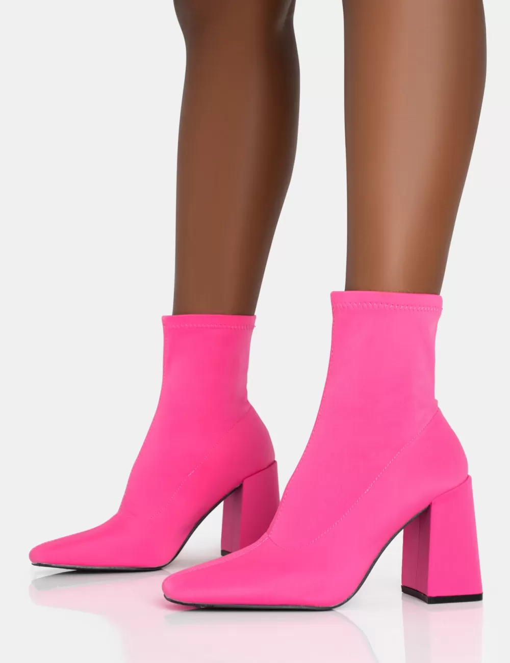 Flash Sale Public Desire Delani Hot Neoprene Rounded Pointed Block Heel Ankle Boots Pink
