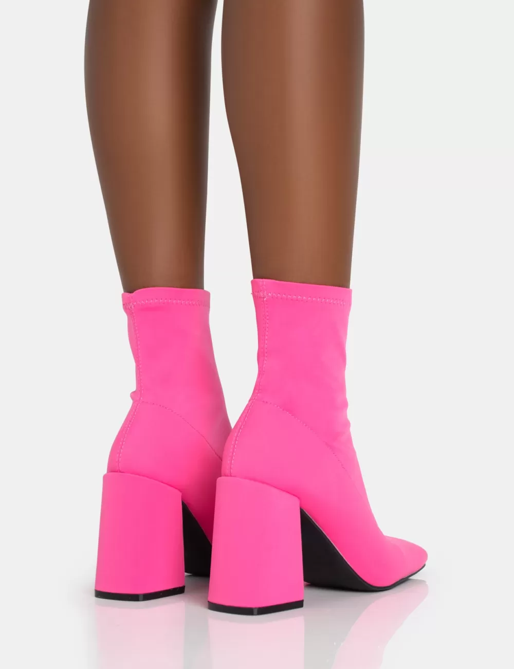 Flash Sale Public Desire Delani Hot Neoprene Rounded Pointed Block Heel Ankle Boots Pink