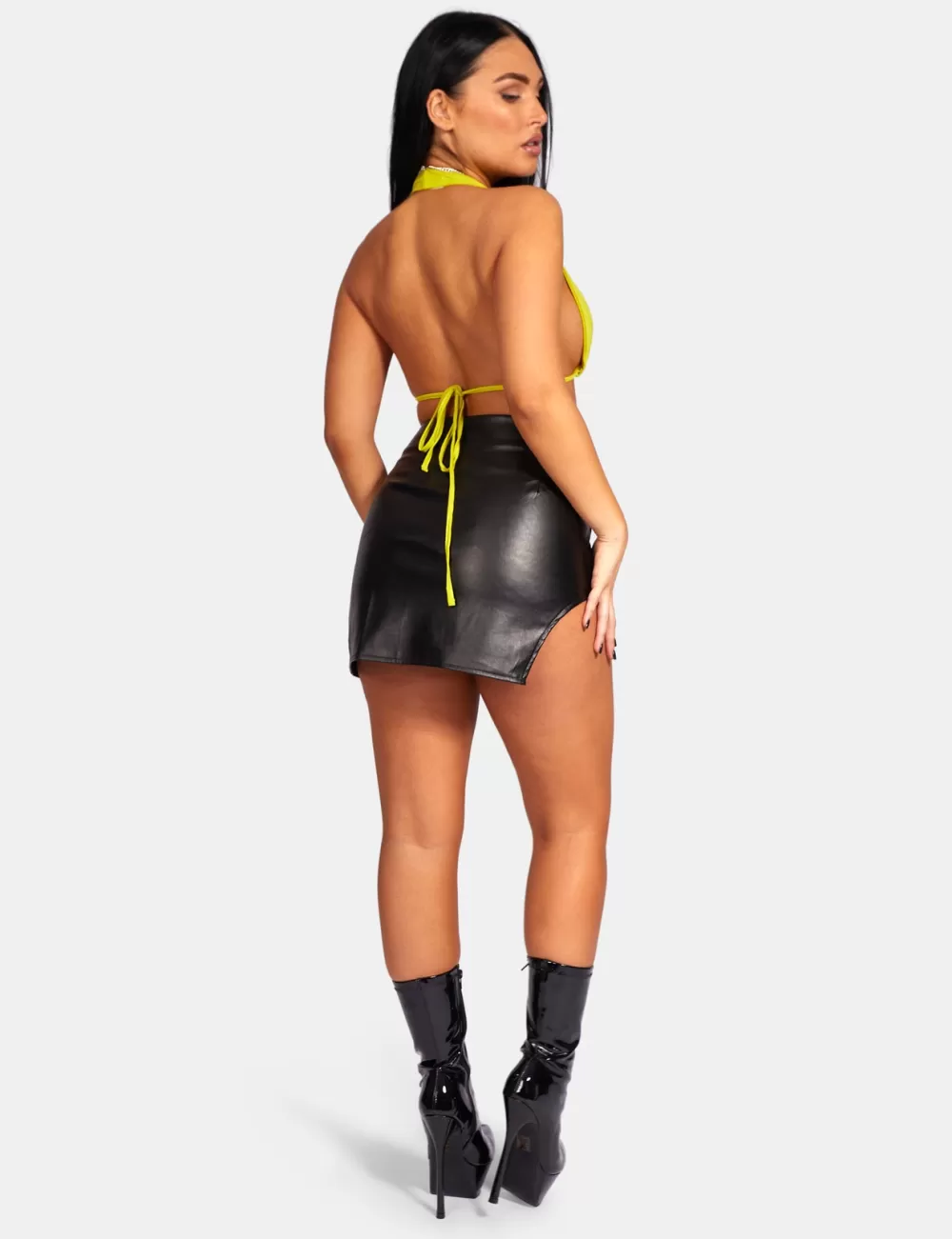 Flash Sale Public Desire Extreme Split Pu Mini Skirt Black