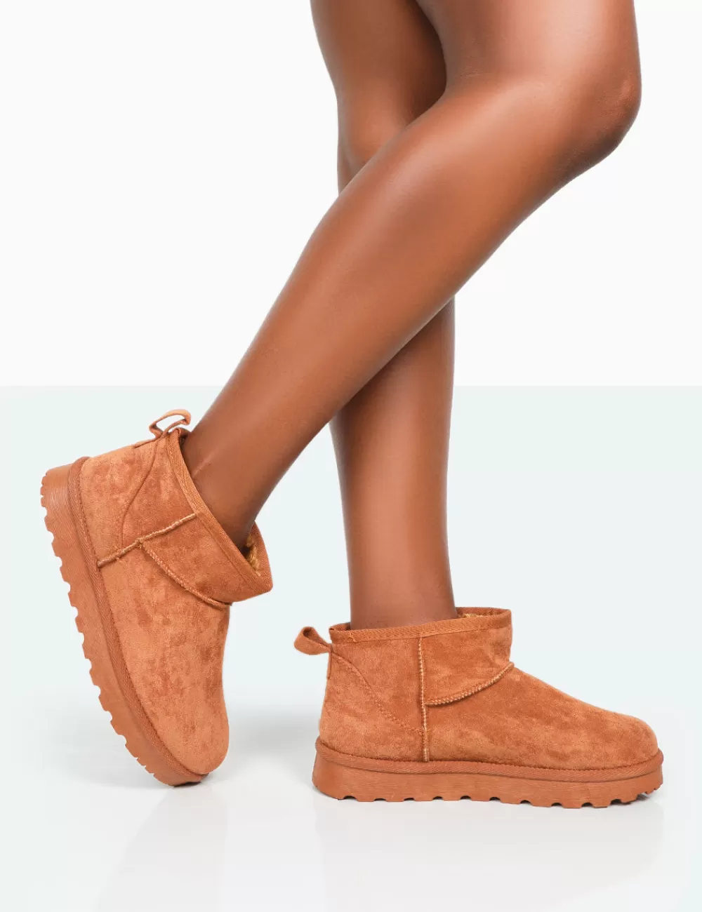 Hot Public Desire Flurry Chestnut Faux Suede Ultra Mini Ankle Boots Brown
