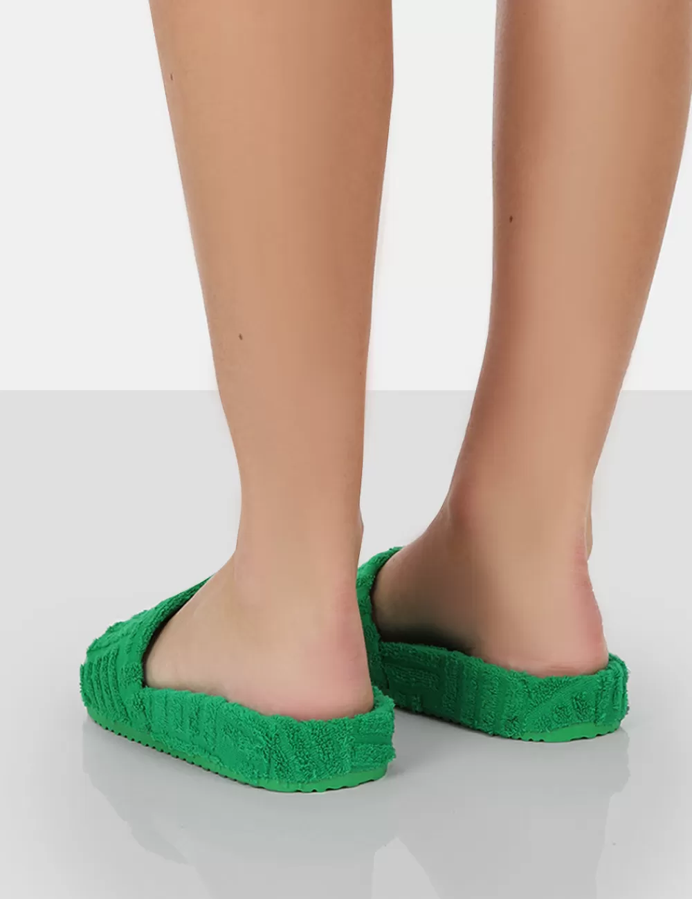 Sale Public Desire Juice Terry Towling Sliders Green