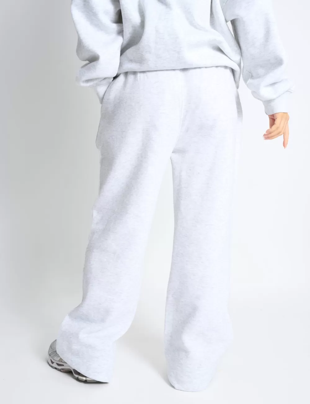 Best Sale Public Desire Kaiia Bow Embroidered Ribbed Waistband Wide Leg Joggers Light Grey Marl & Red Light_grey_marl_u0026_red