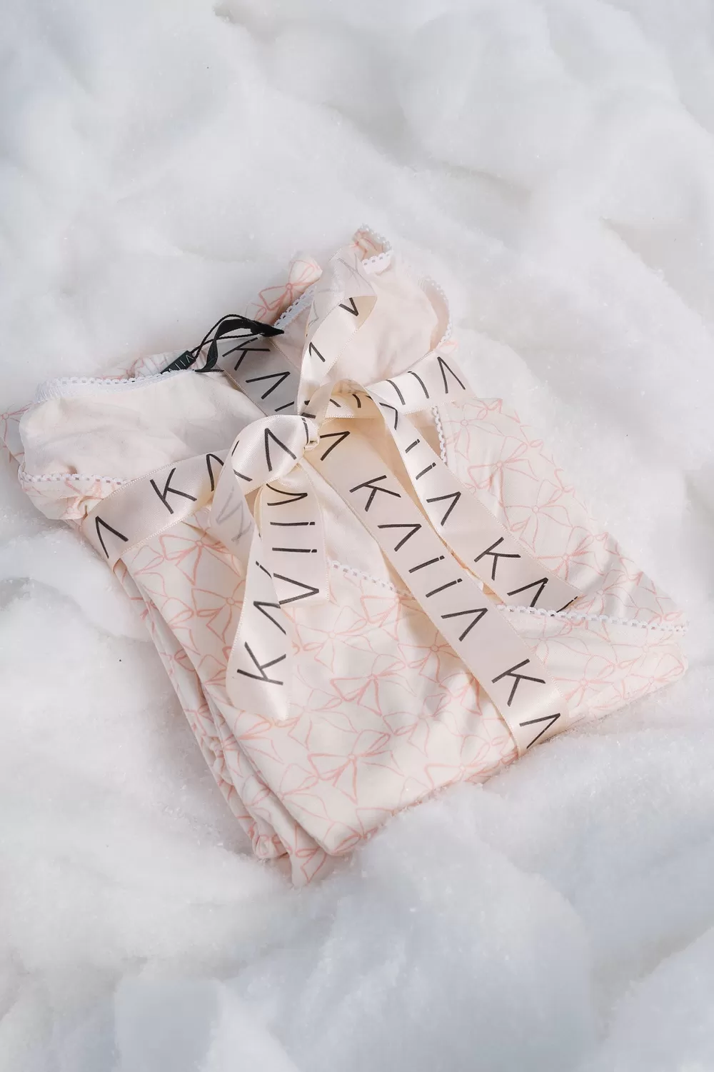 Best Sale Public Desire Kaiia Bow Print Lace Wrap Top & Trouser Pj Set Cream & Pink Cream_pink