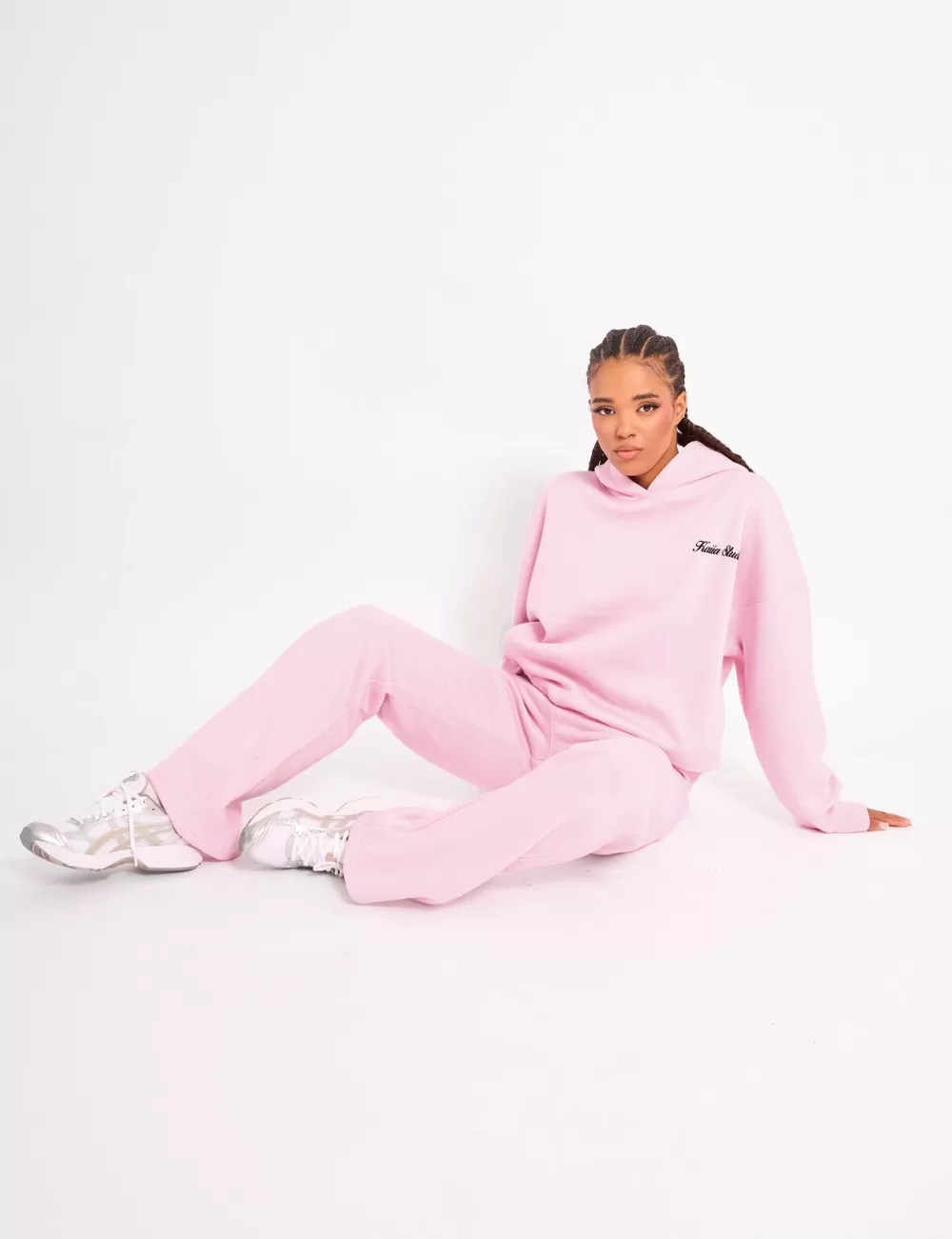 Fashion Public Desire Kaiia Cherry Bow Graphic Oversized Hoodie Baby Pink & Black Baby_pink_u0026_black