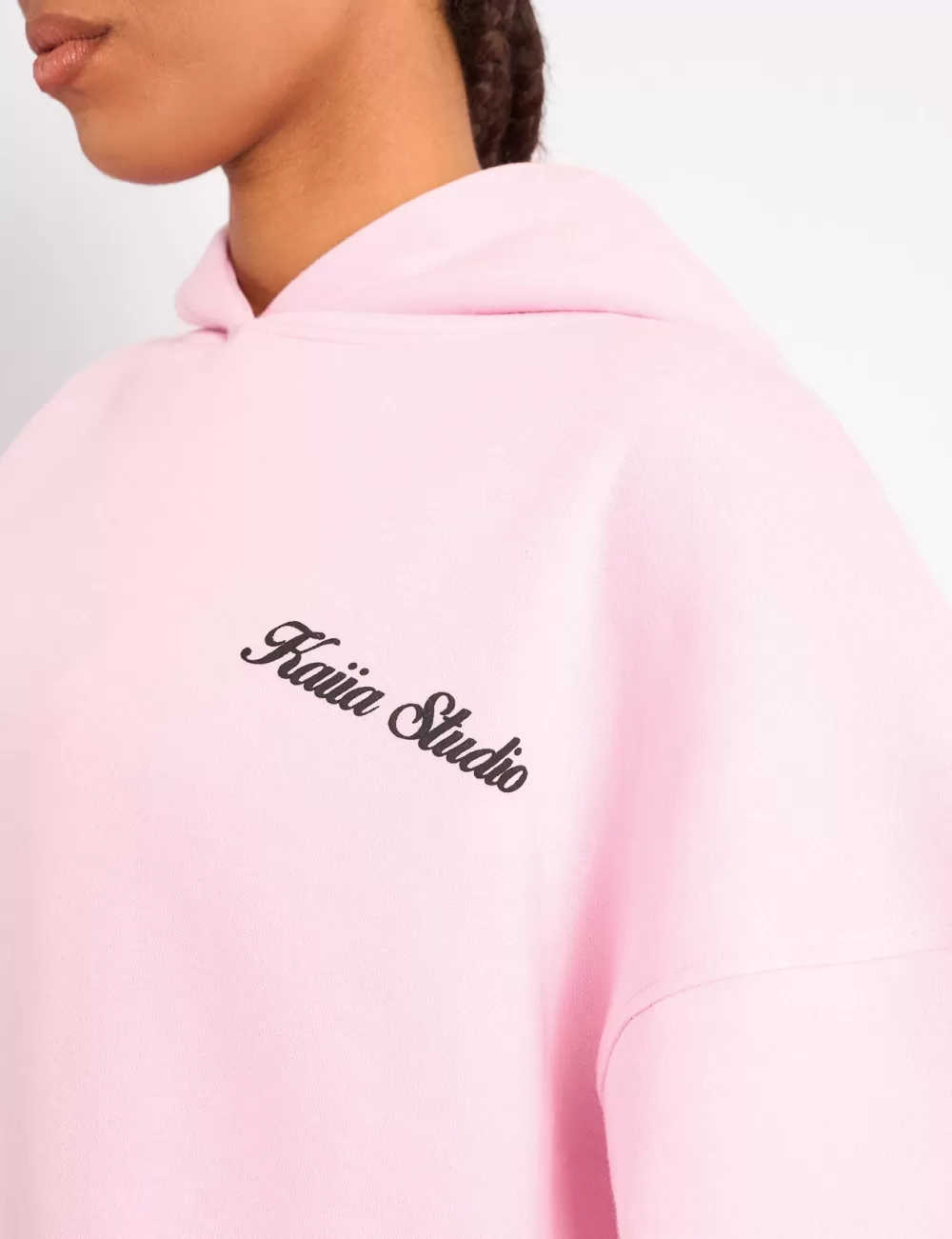 Fashion Public Desire Kaiia Cherry Bow Graphic Oversized Hoodie Baby Pink & Black Baby_pink_u0026_black