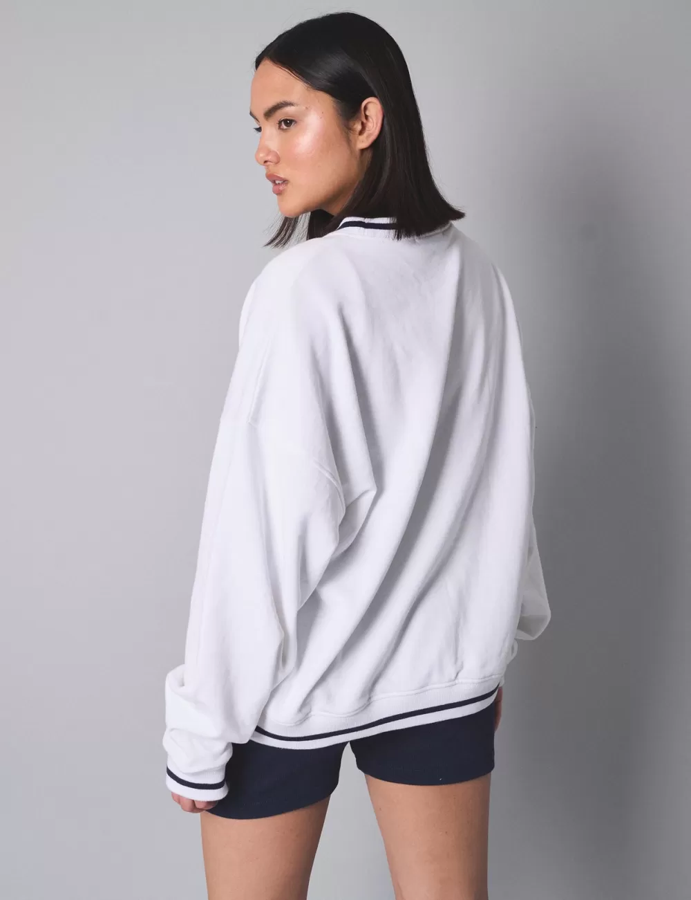 Shop Public Desire Kaiia Contrast Binding Hamptons Oversized Sweatshirt White