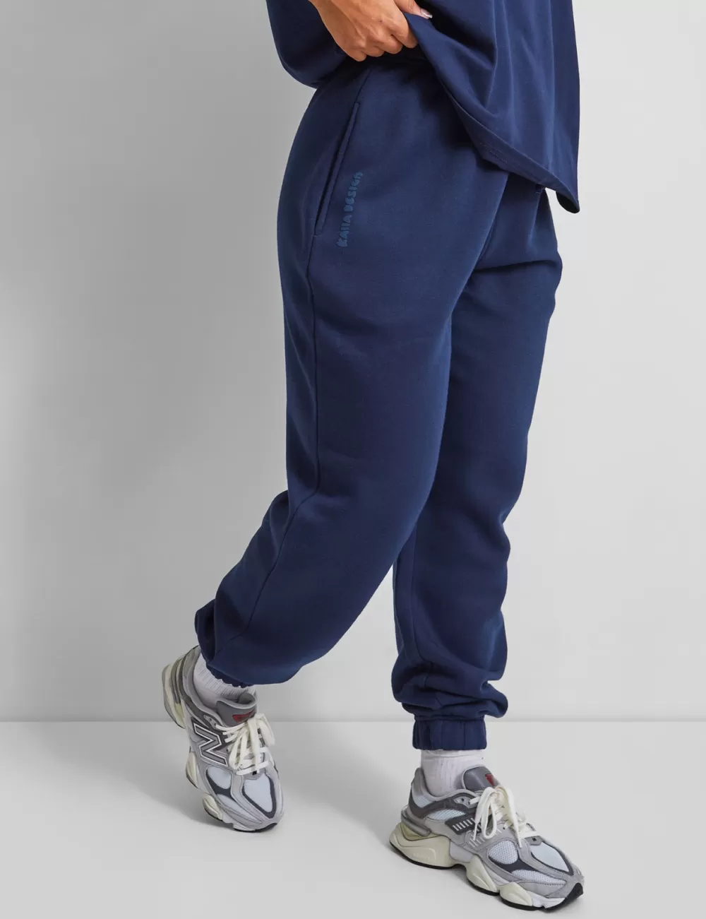 Discount Public Desire Kaiia Design Bubble Logo Cuffed Joggers Navy Blue