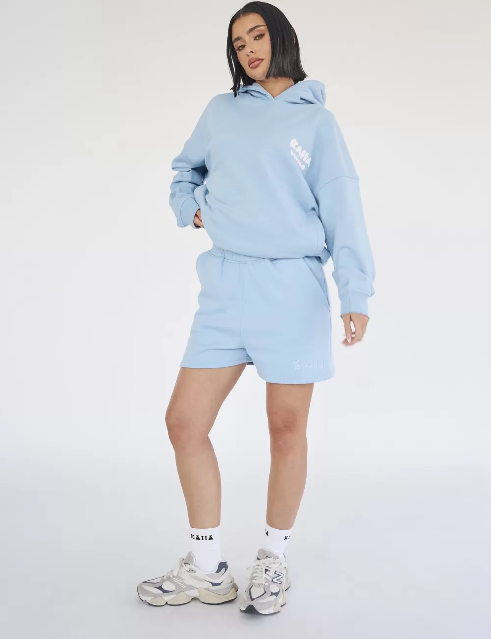 Shop Public Desire Kaiia Design Bubble Logo Oversized Hoodie Baby Blue Baby_blue
