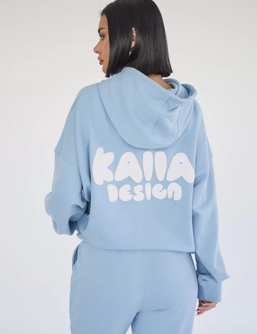 Shop Public Desire Kaiia Design Bubble Logo Oversized Hoodie Baby Blue Baby_blue