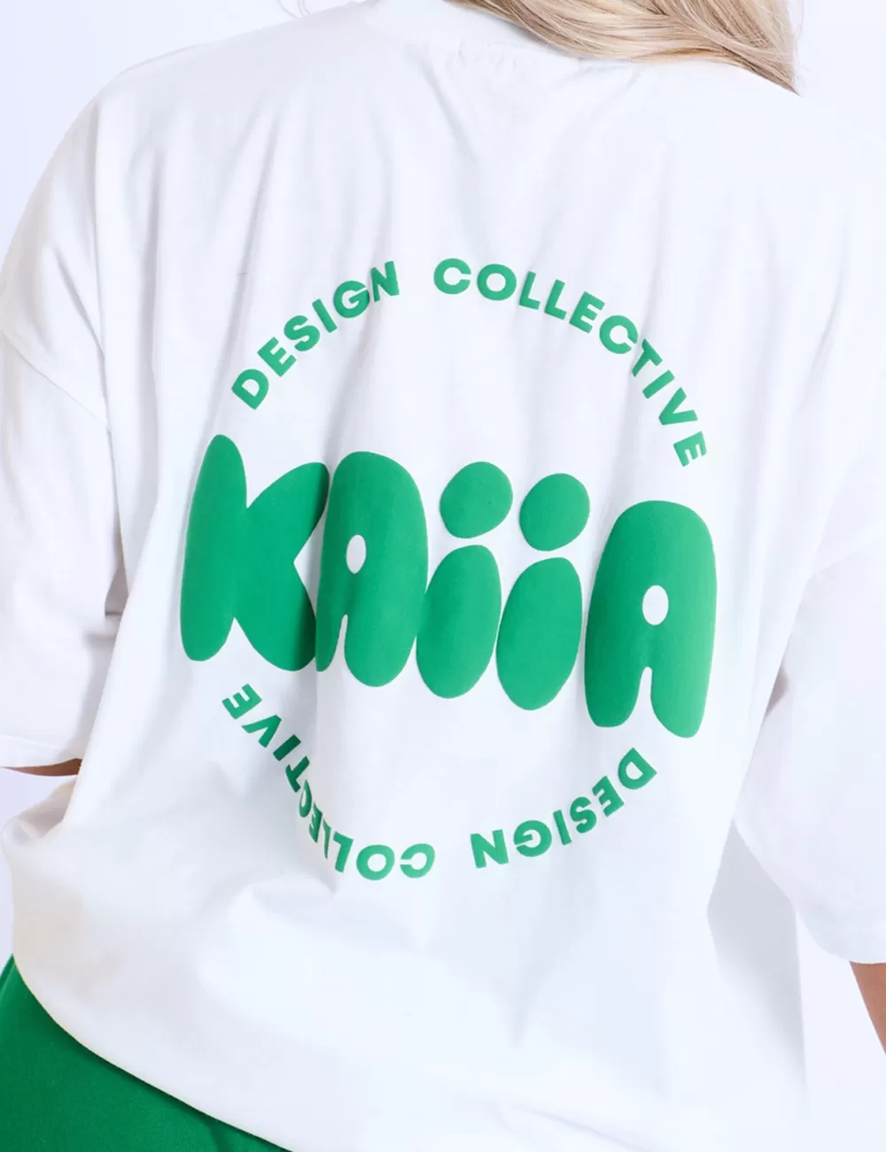 Cheap Public Desire Kaiia Design Bubble Logo Oversized T-Shirt Off White & Green Cream