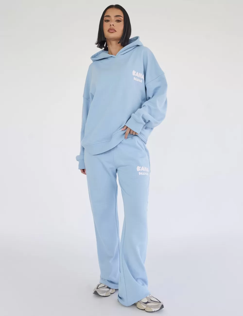 Discount Public Desire Kaiia Design Bubble Logo Wide Leg Sweat Pants Baby Blue Baby_blue