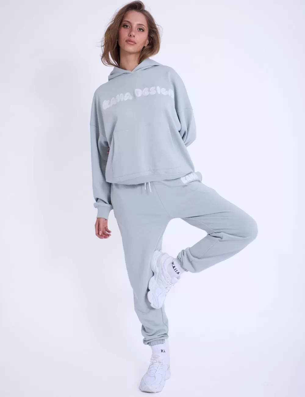 Discount Public Desire Kaiia Design Embroidered Bubble Logo Oversized Hoodie Foam Blue