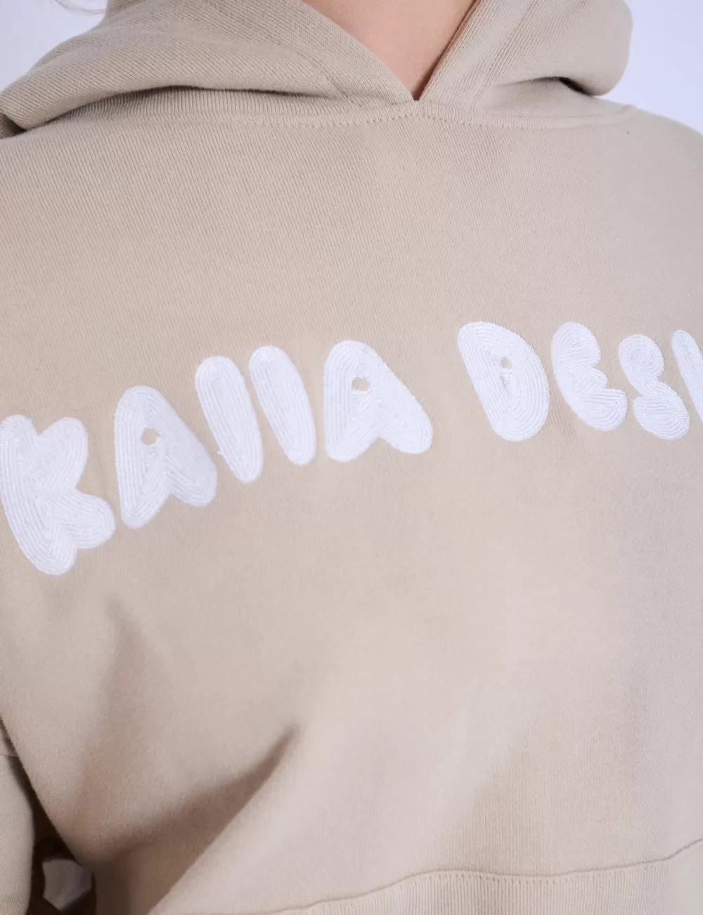 Store Public Desire Kaiia Design Embroidered Bubble Logo Oversized Hoodie Light Stone