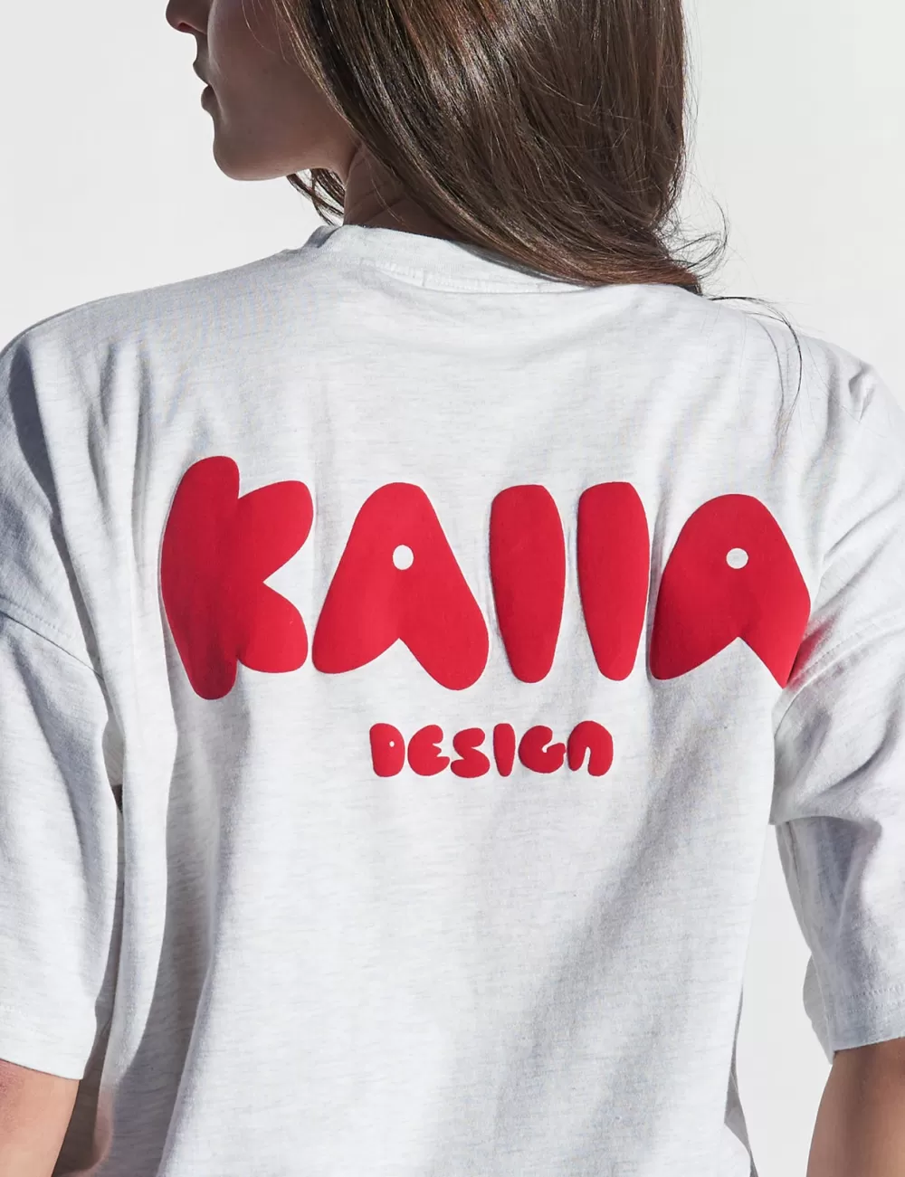 Online Public Desire Kaiia Design Oversized Top Light Marl and Red Grey
