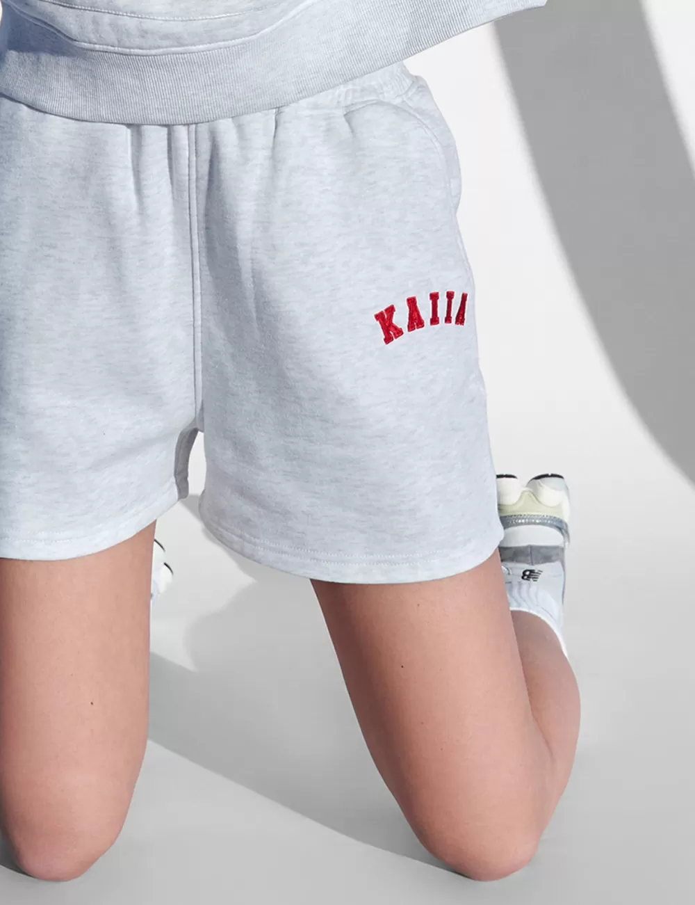 Flash Sale Public Desire Kaiia Design Sweat Shorts Light Marl and Red Grey