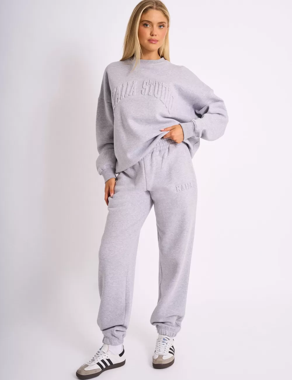 Cheap Public Desire Kaiia Embossed Logo Cuffed Joggers Grey Marl Grey_marl