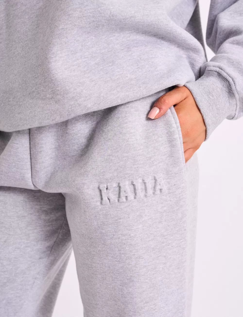 Cheap Public Desire Kaiia Embossed Logo Cuffed Joggers Grey Marl Grey_marl