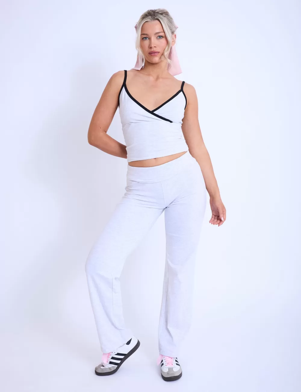 Cheap Public Desire Kaiia Fold Over Yoga Pants Light Grey Marl Light_grey_marl