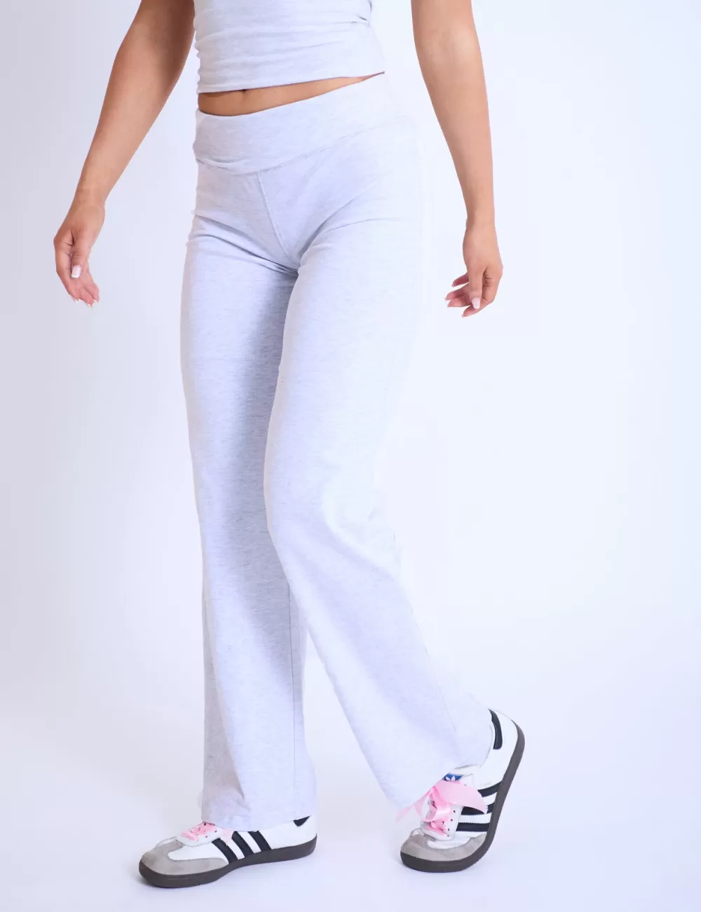 Cheap Public Desire Kaiia Fold Over Yoga Pants Light Grey Marl Light_grey_marl