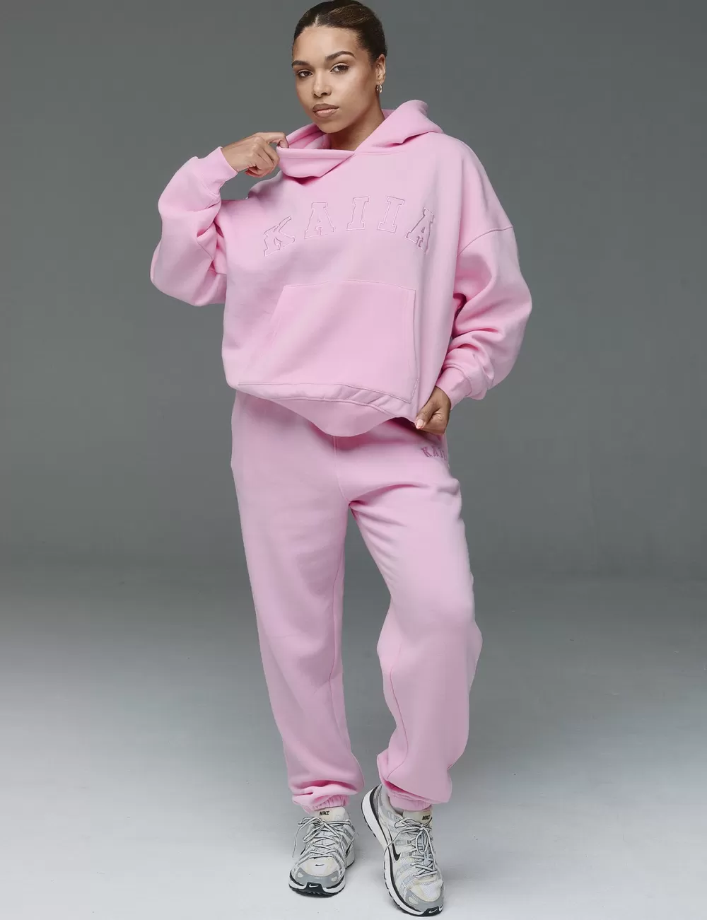 Store Public Desire Kaiia Logo Cuffed Joggers Baby Pink