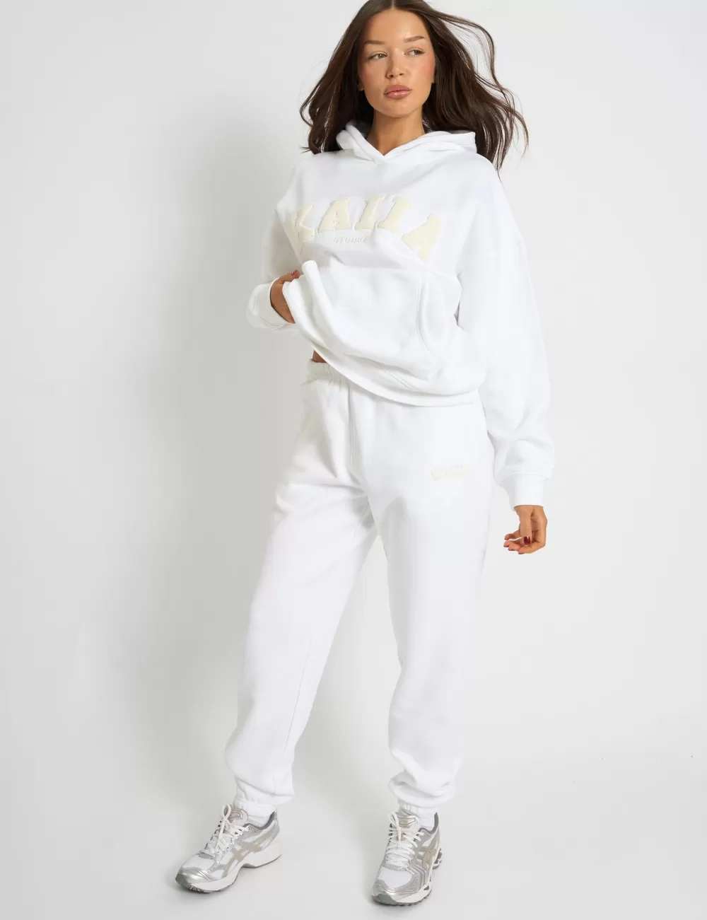 Sale Public Desire Kaiia Logo Cuffed Joggers Cream