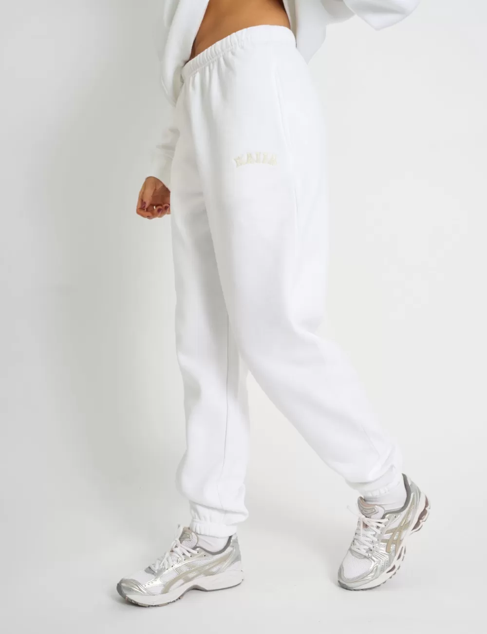 Sale Public Desire Kaiia Logo Cuffed Joggers Cream