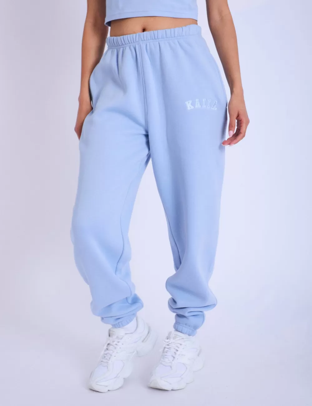 Clearance Public Desire Kaiia Logo Cuffed Joggers Light Blue