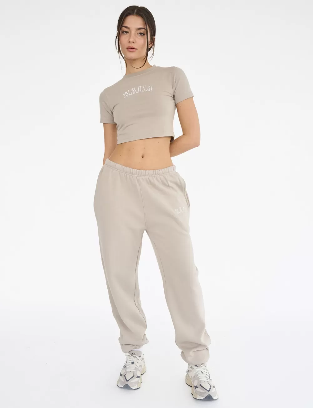 New Public Desire Kaiia Logo Cuffed Joggers Stone