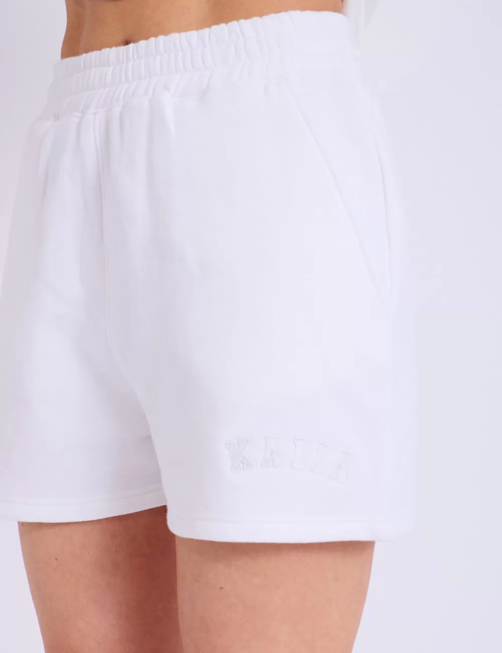 Best Sale Public Desire Kaiia Logo Sweat Shorts Off White Neutral