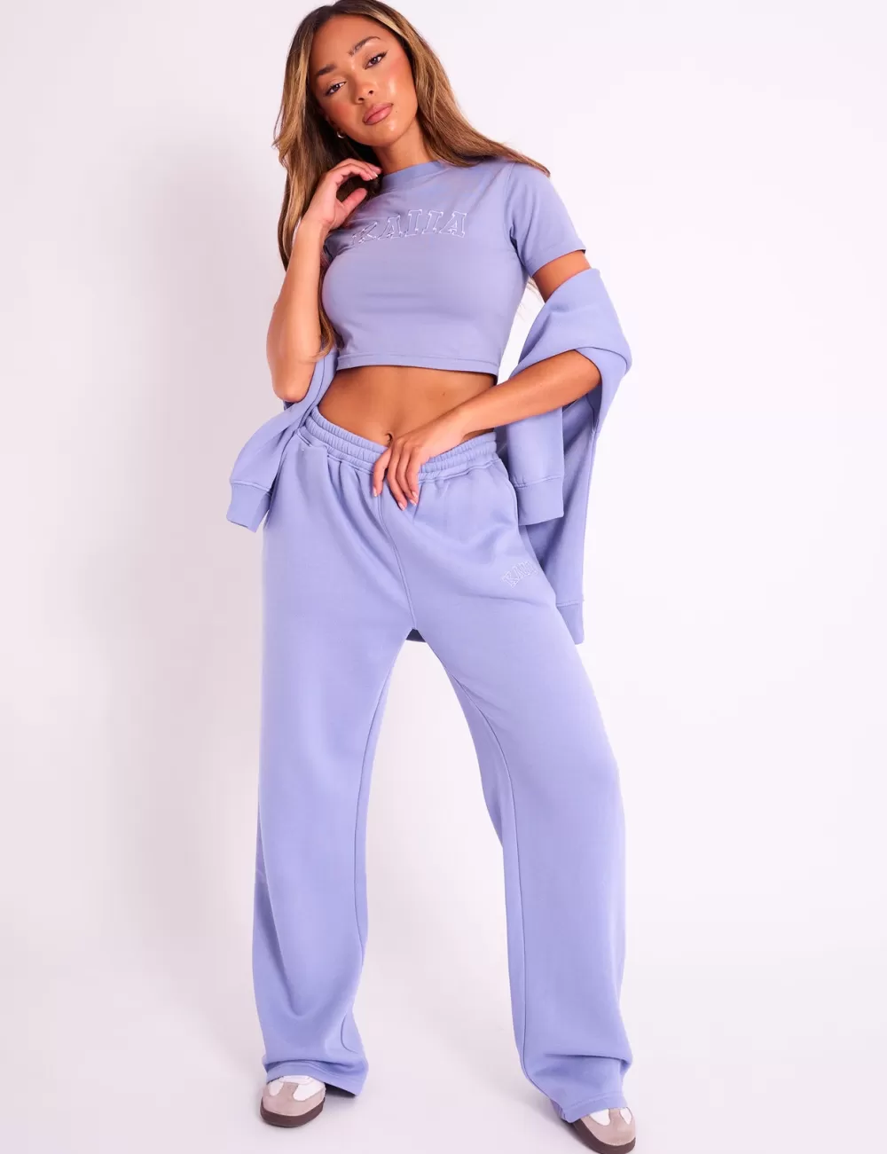 Discount Public Desire Kaiia Logo Wide Joggers Ultra Violet Ultra-violet