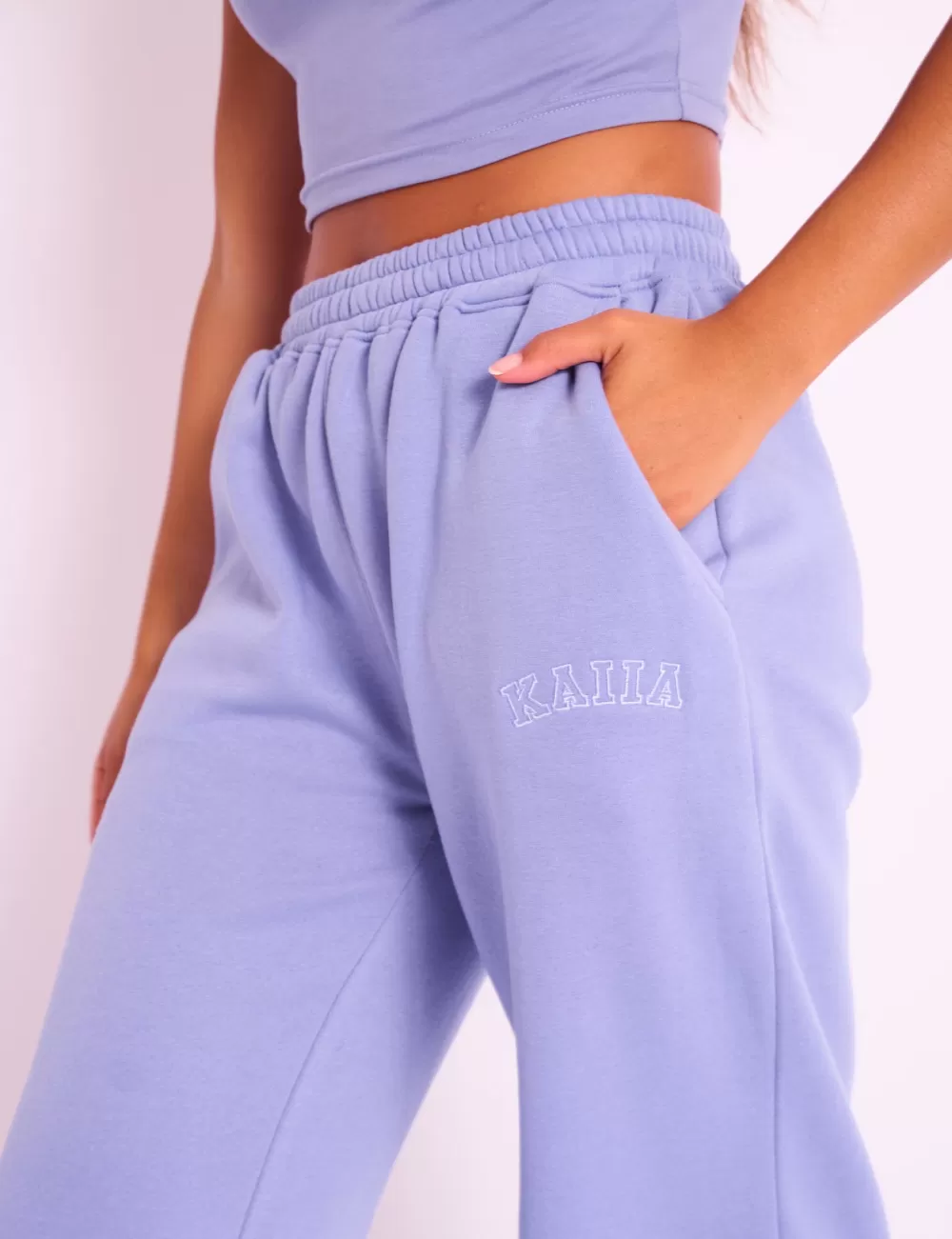 Discount Public Desire Kaiia Logo Wide Joggers Ultra Violet Ultra-violet