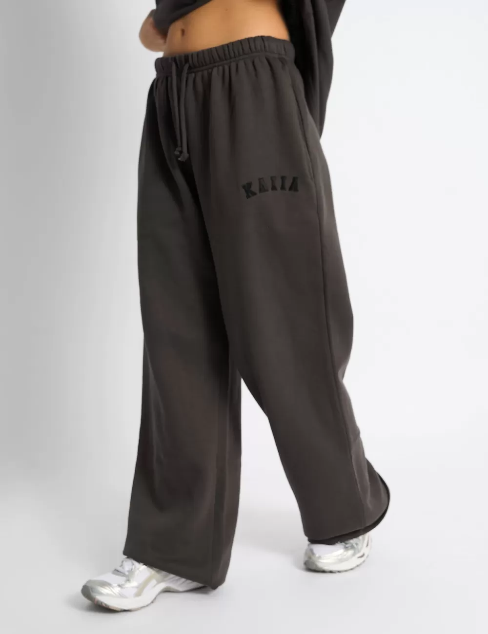 Discount Public Desire Kaiia Logo Wide Leg Joggers Chocolate