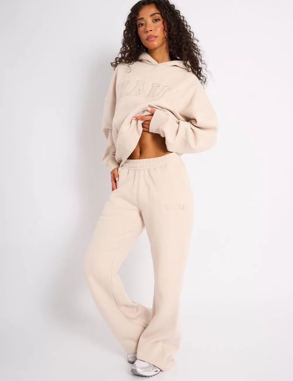 Best Sale Public Desire Kaiia Logo Wide Leg Joggers Cream
