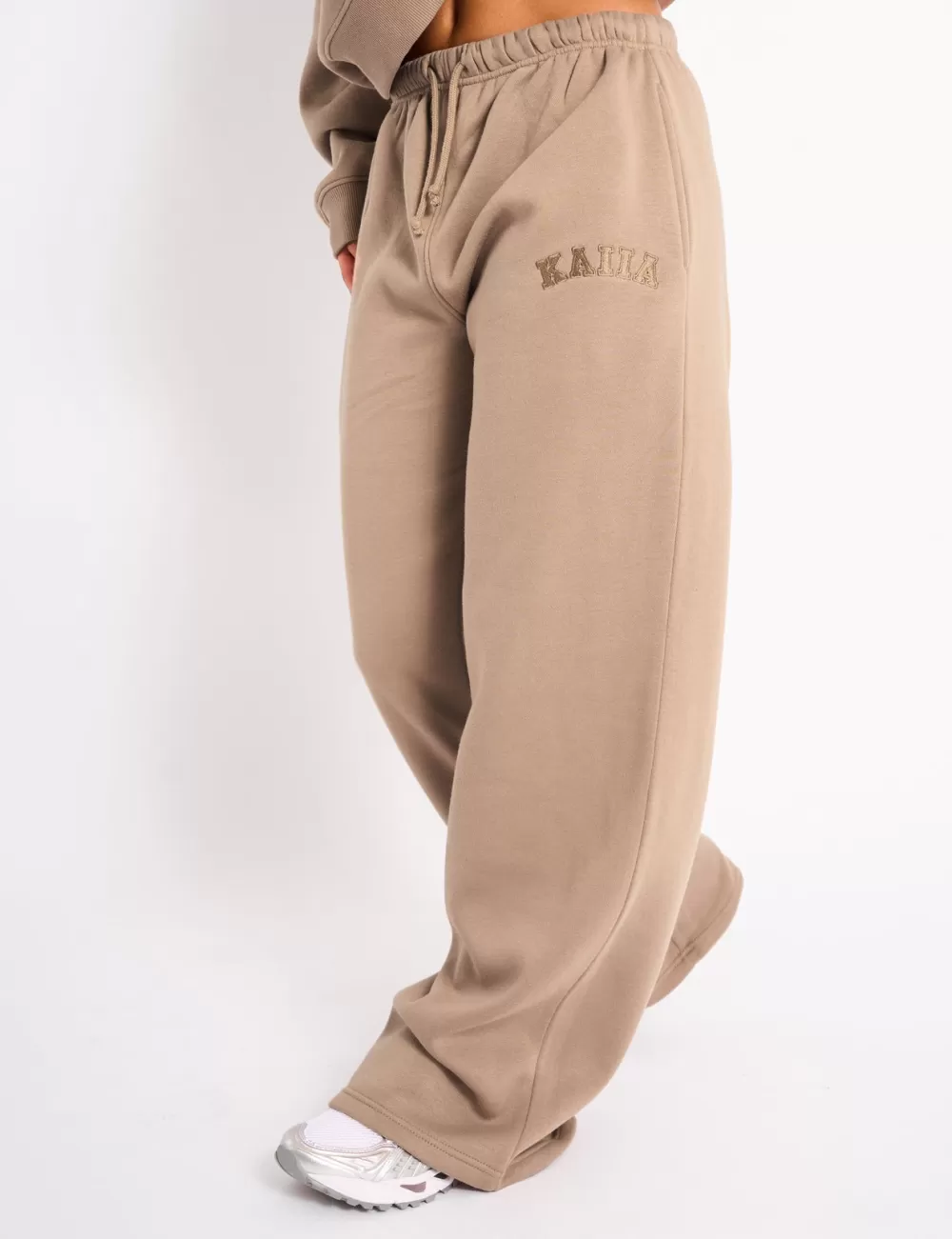 Clearance Public Desire Kaiia Logo Wide Leg Joggers Latte