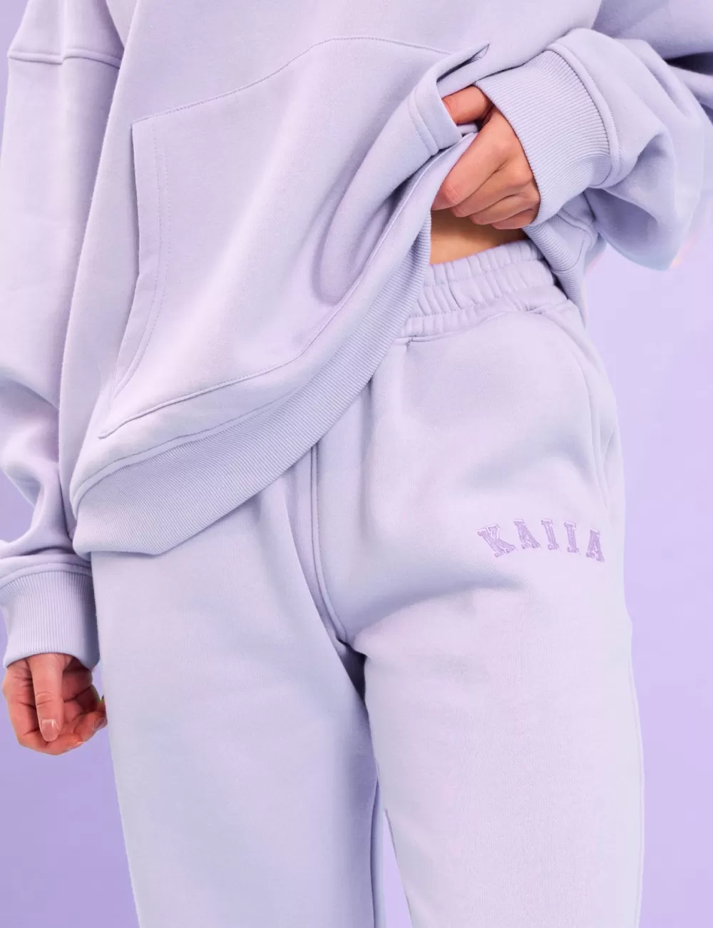 Sale Public Desire Kaiia Logo Wide Leg Sweat Pants Lilac