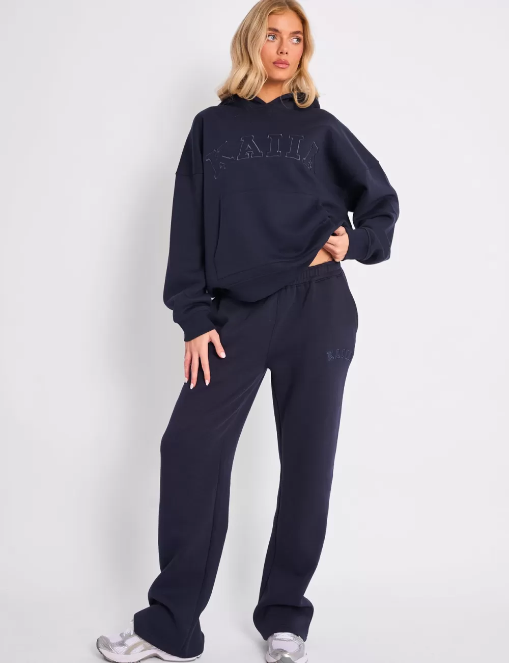 Best Public Desire Kaiia Logo Wide Leg Sweat Pants Navy