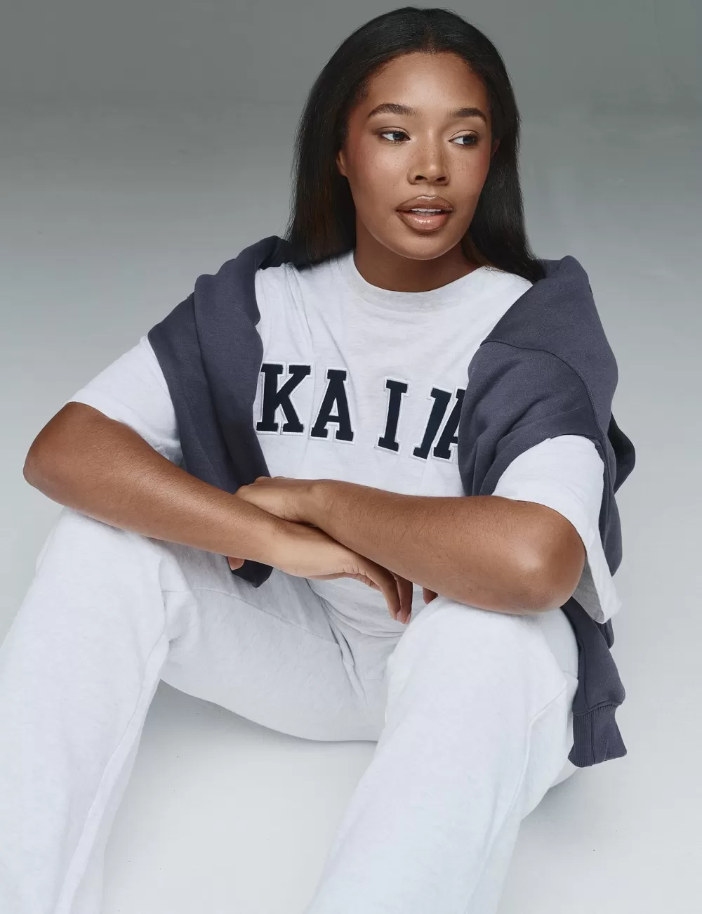 Best Public Desire Kaiia Oversized T-shirt Grey Marl & Navy Grey_marl