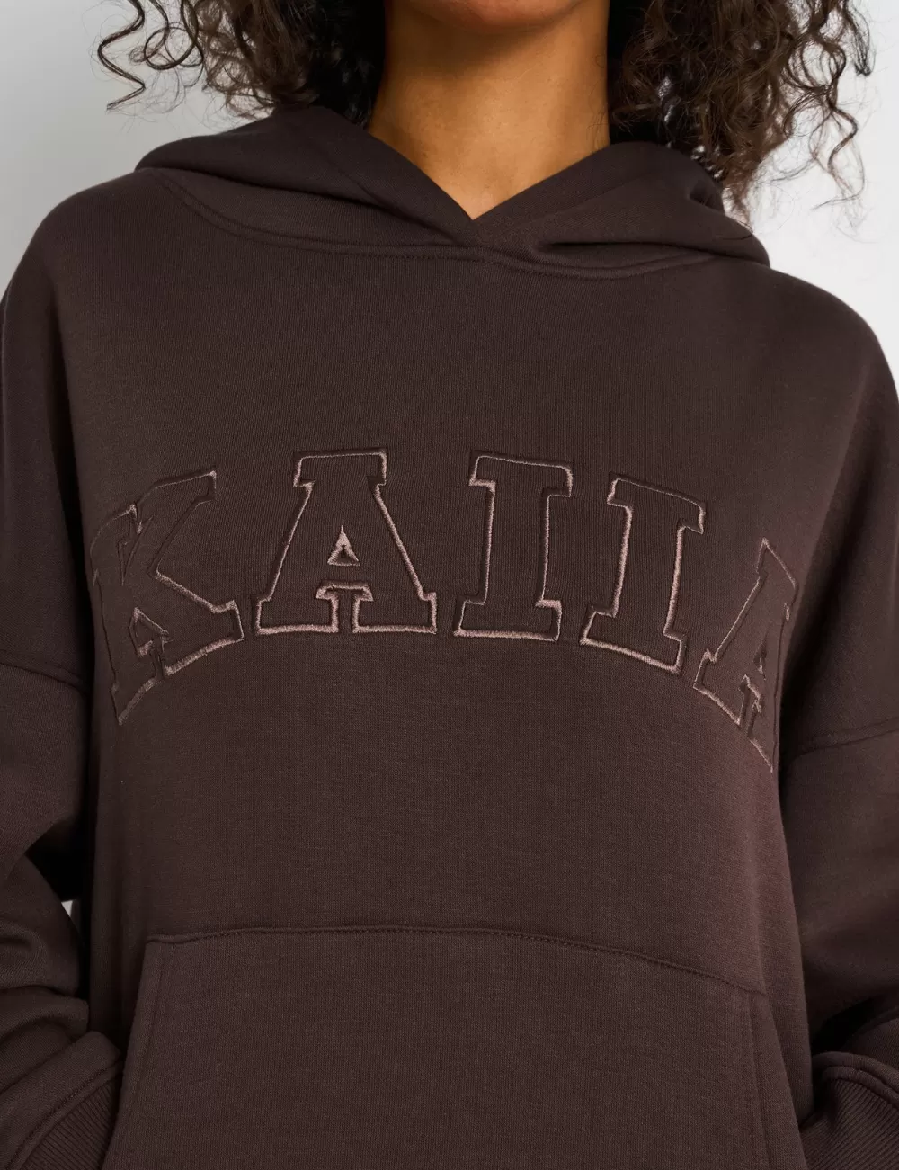 Sale Public Desire Kaiia Slogan Oversized Hoodie Mocha
