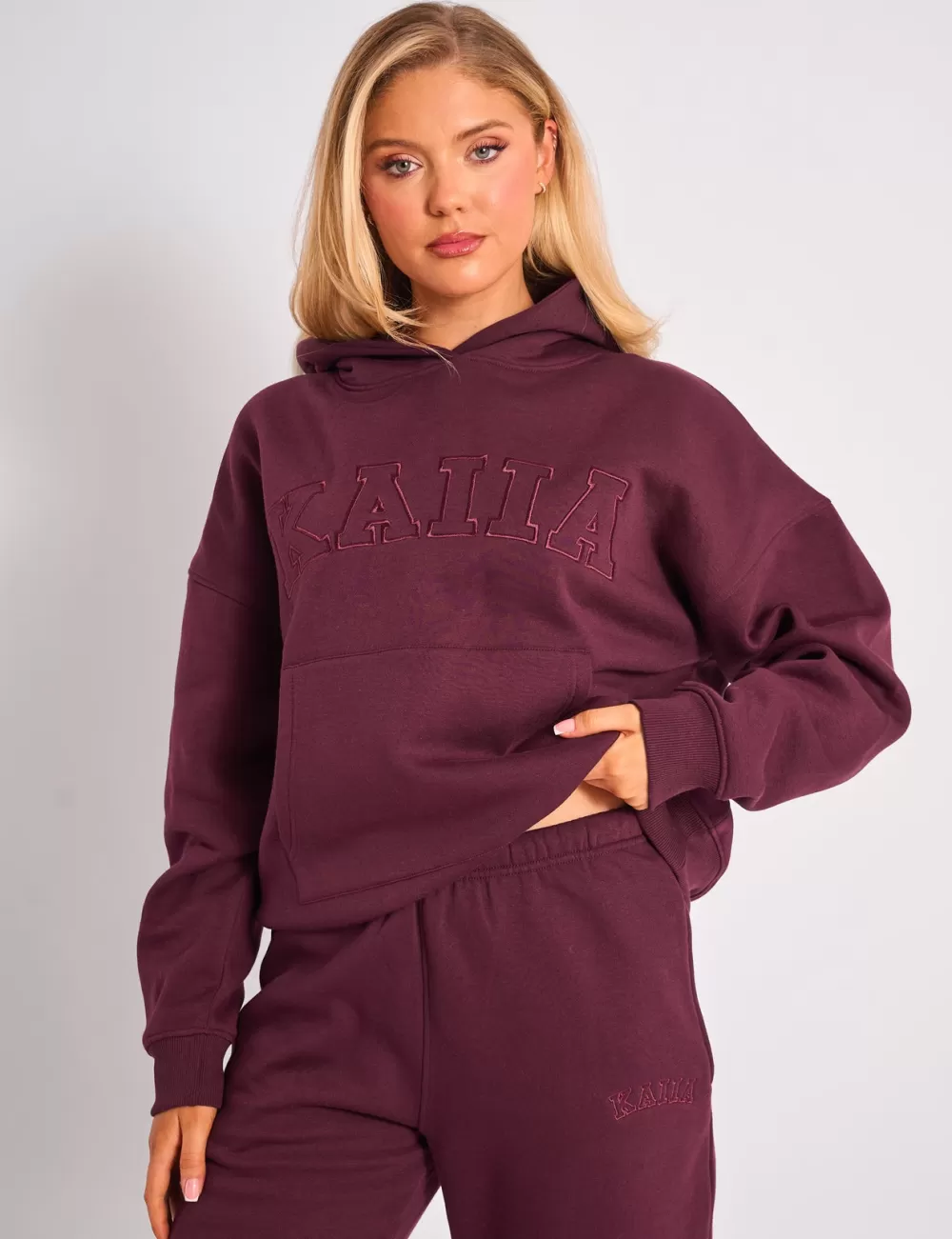 Best Public Desire Kaiia Slogan Oversized Hoodie Plum
