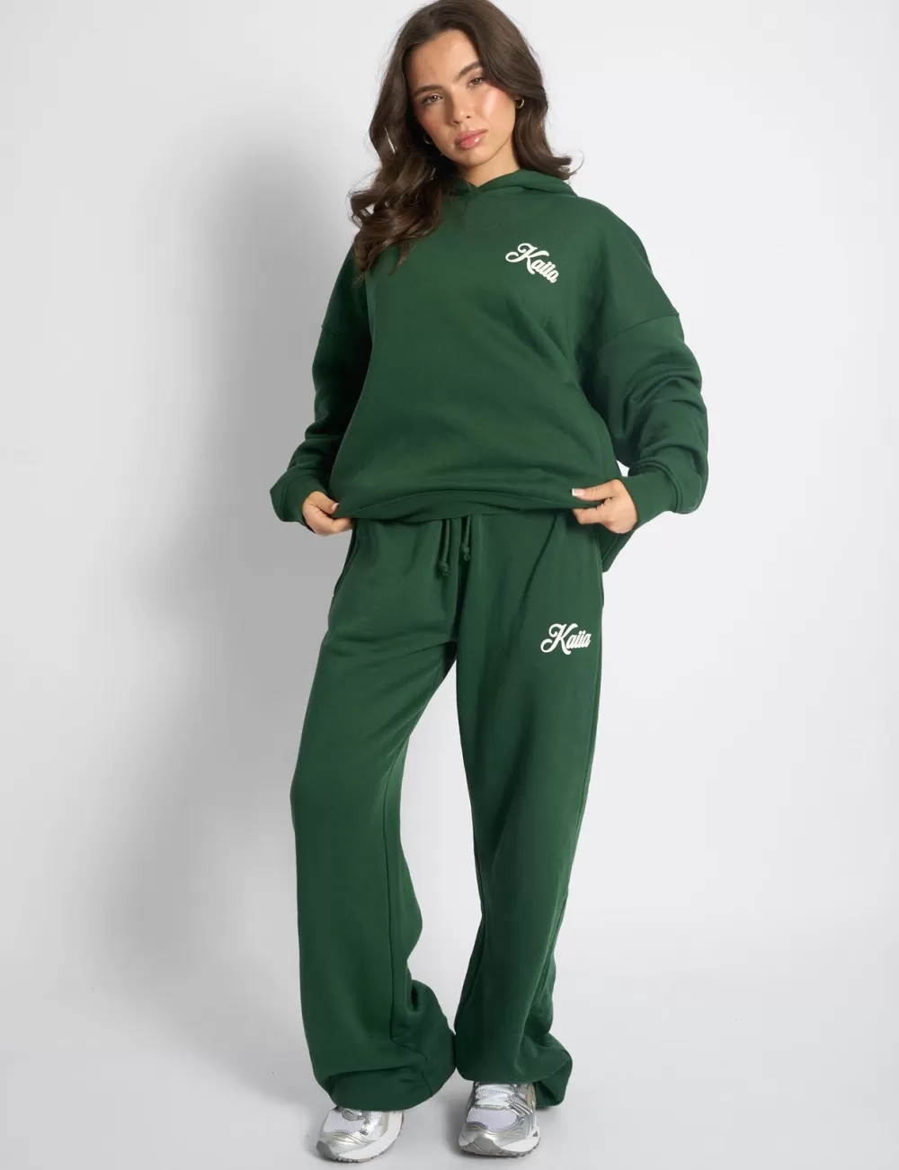 Discount Public Desire Kaiia Snowflake Logo Oversized Hoodie Forest Green Forest_green