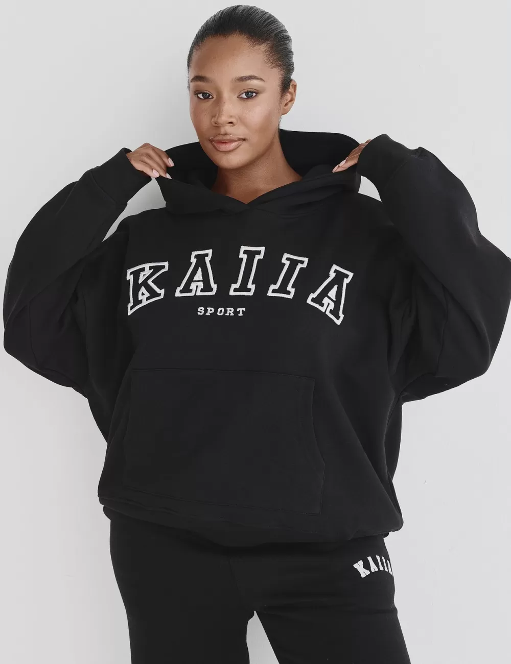 Sale Public Desire Kaiia Sport Logo Oversized Hoodie Black