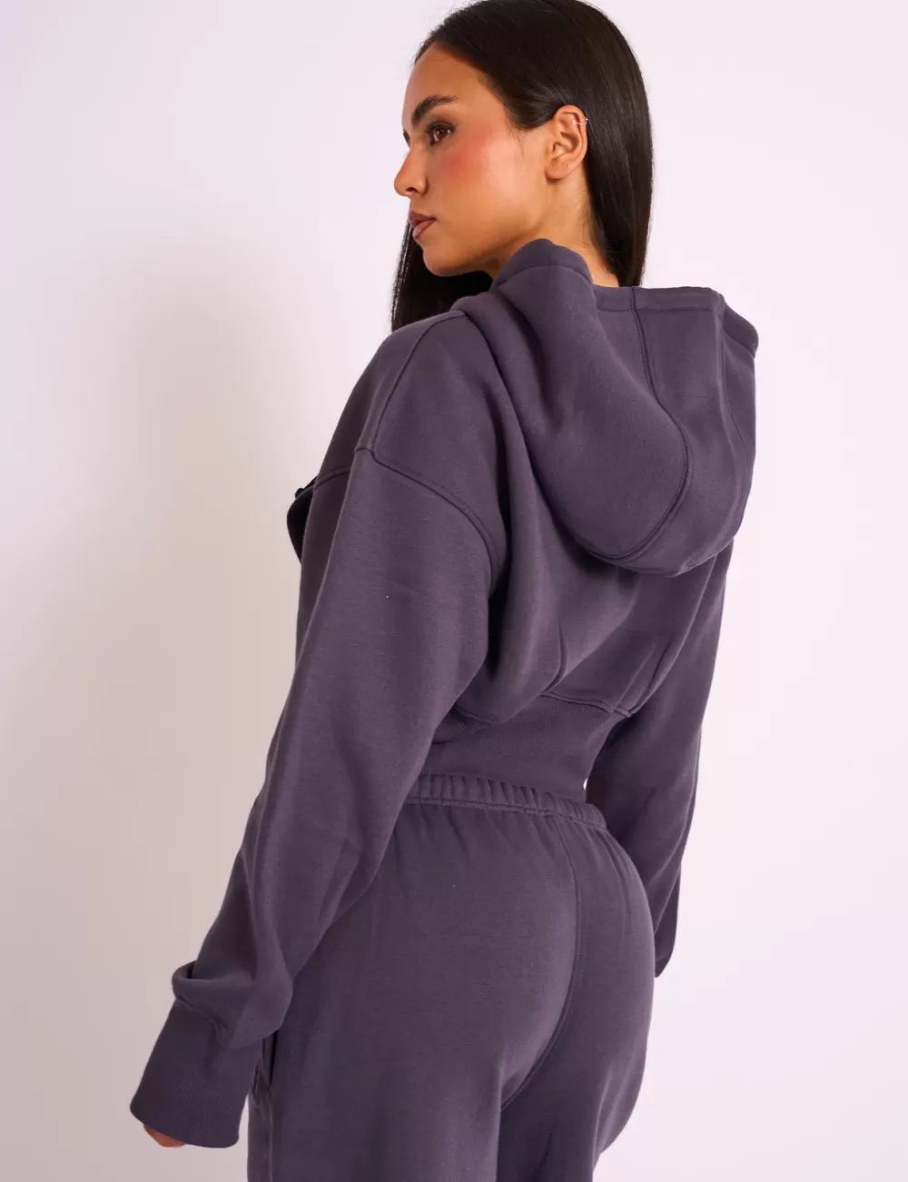 Best Public Desire Kaiia Sport Logo Zip Through Cropped Hoodie Dark Grey Dark_grey