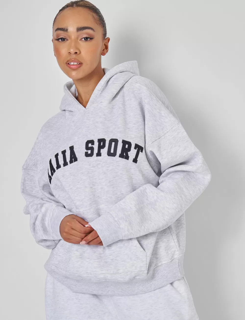 Best Sale Public Desire Kaiia Sport Oversized Hoodie Light Marl Grey