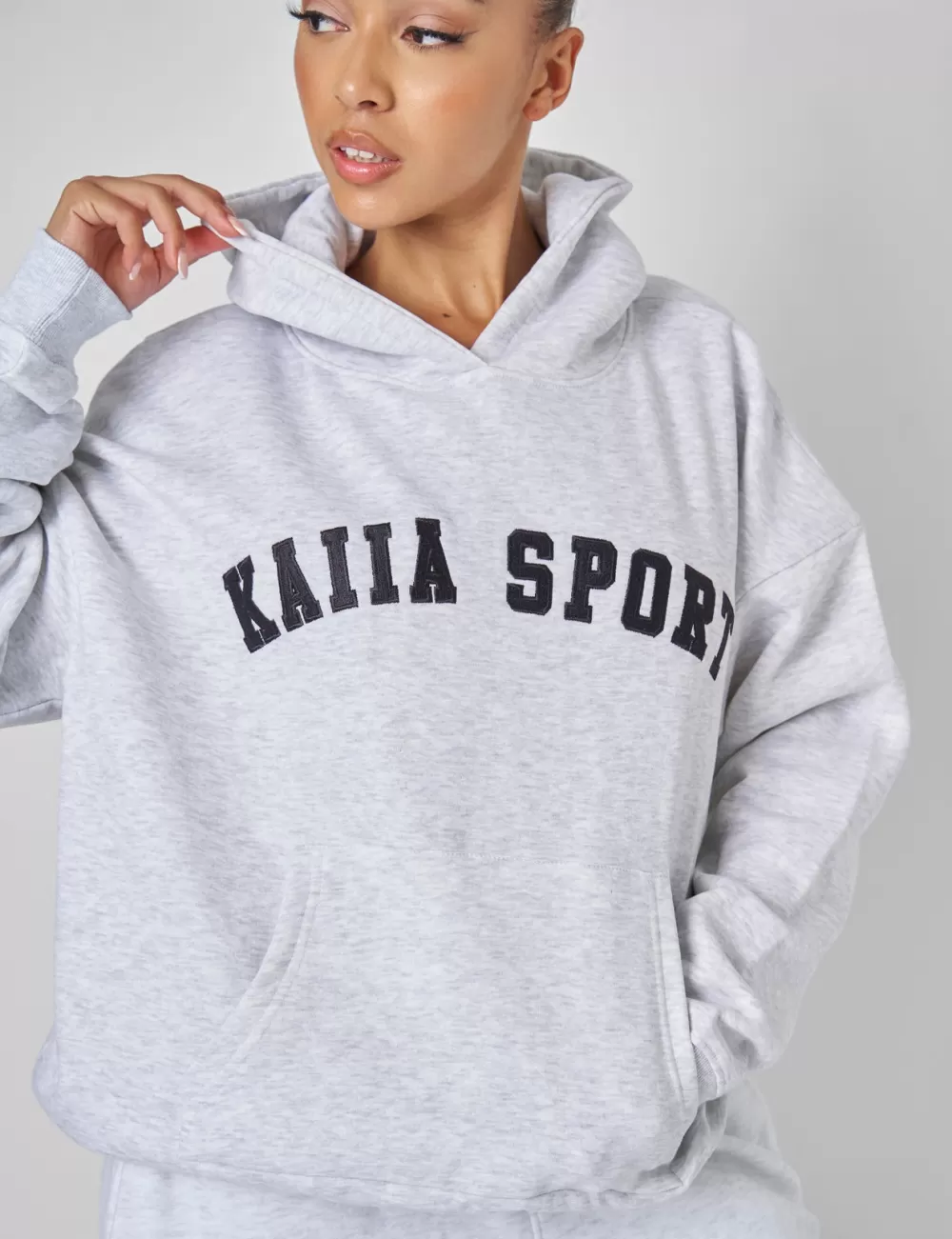Best Sale Public Desire Kaiia Sport Oversized Hoodie Light Marl Grey