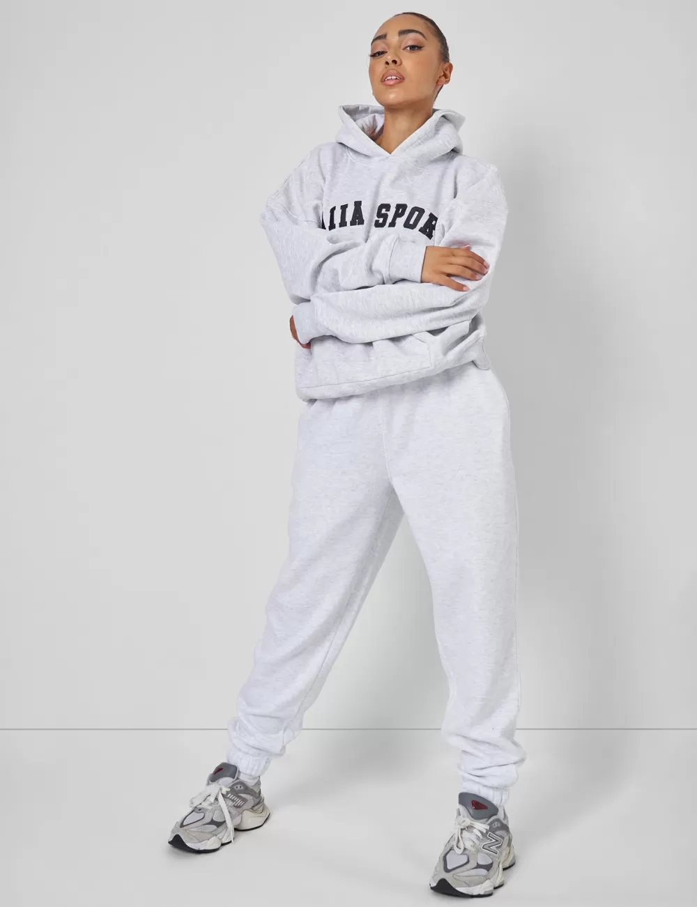Best Sale Public Desire Kaiia Sport Oversized Hoodie Light Marl Grey