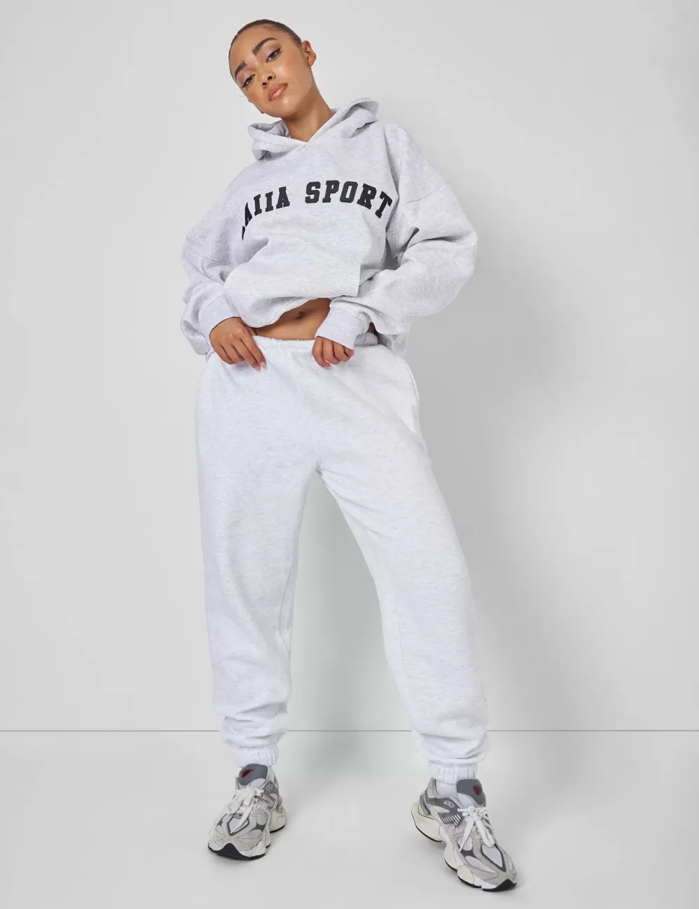 Best Sale Public Desire Kaiia Sport Oversized Hoodie Light Marl Grey