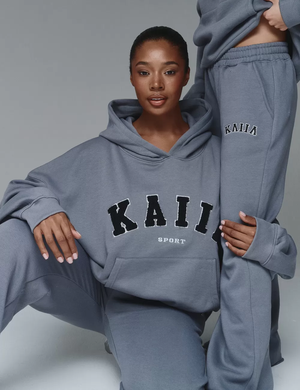 Flash Sale Public Desire Kaiia Sport Oversized Logo Hoodie in Charcoal Grey