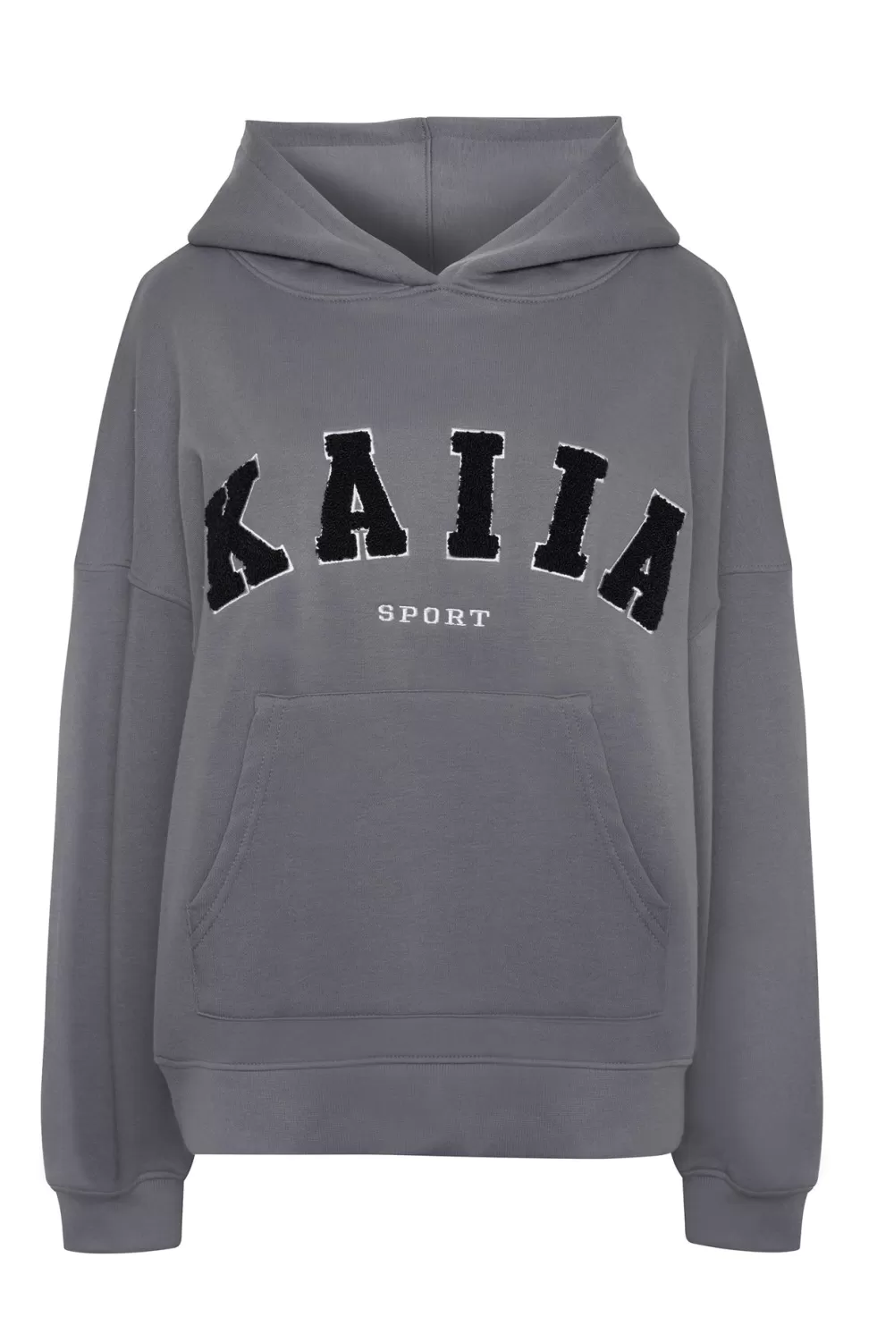 Flash Sale Public Desire Kaiia Sport Oversized Logo Hoodie in Charcoal Grey