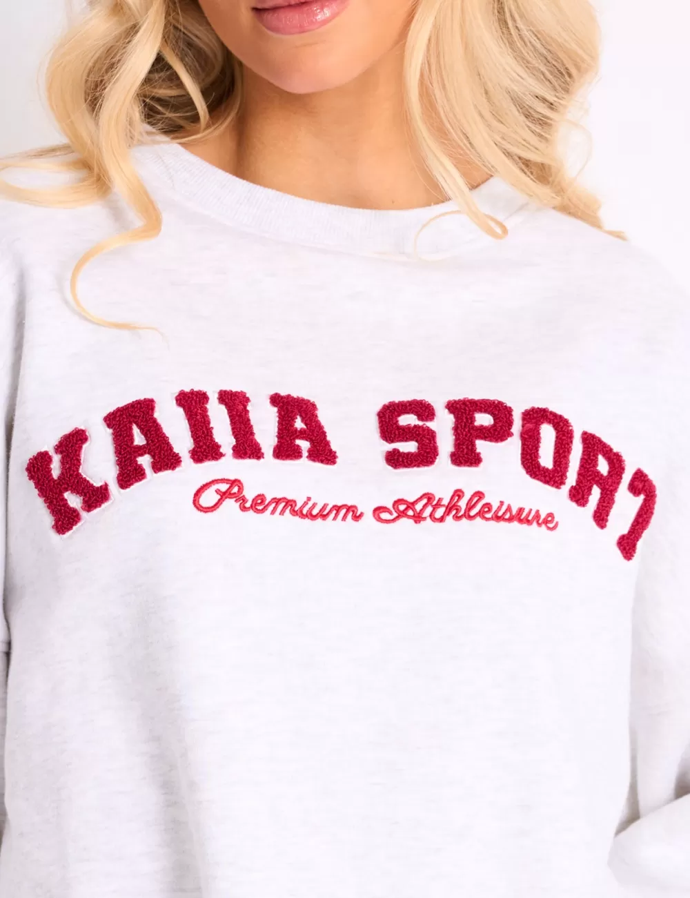 Shop Public Desire Kaiia Sport Oversized Sweatshirt Grey Marl & Red Grey_marl_red