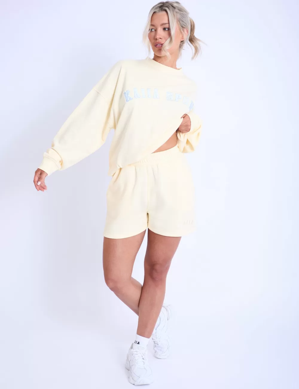 Fashion Public Desire Kaiia Sport Oversized Sweatshirt & Light Blue Lemon